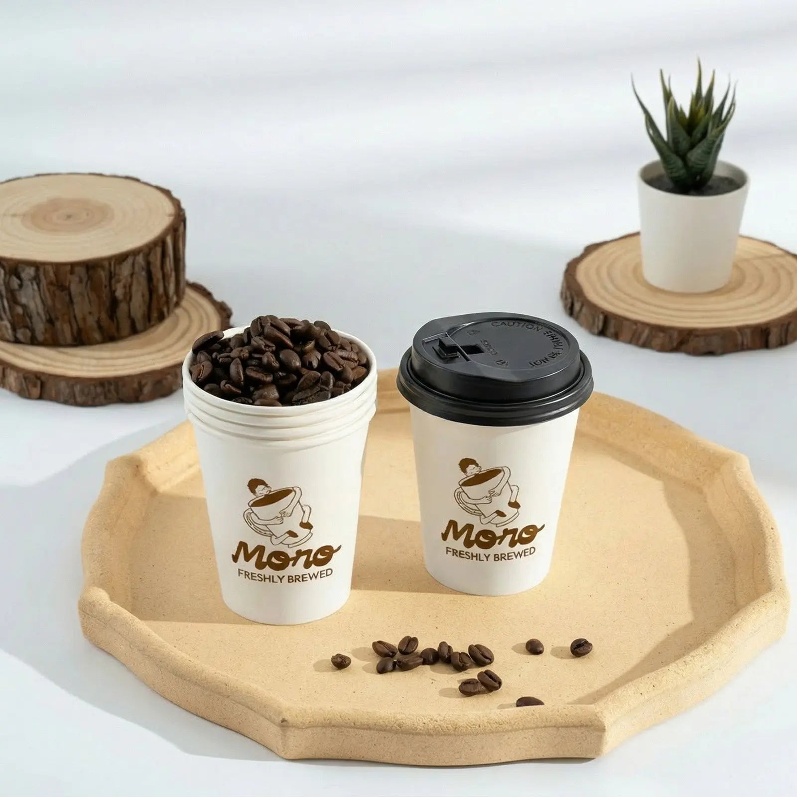 8 oz Custom Recyclable Paper Cups with Lids-SPU RacetopPrint