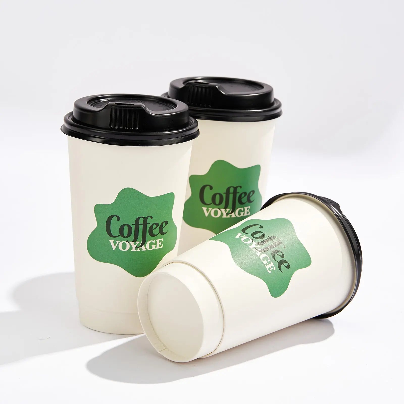 16 oz Custom Recyclable Double Wall Paper Cups with Lids-SPU RacetopPrint