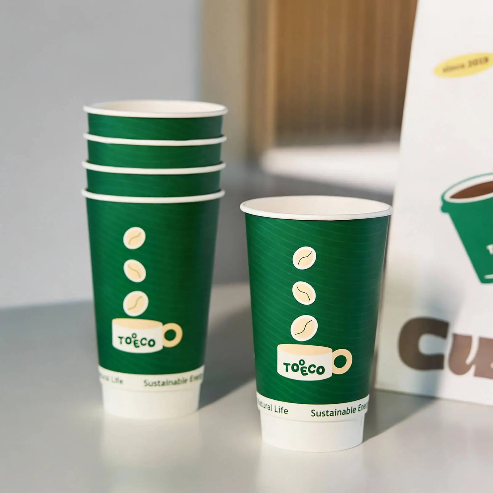 16 oz Custom Compostable Double Wall Paper Cups-SPU RacetopPrint