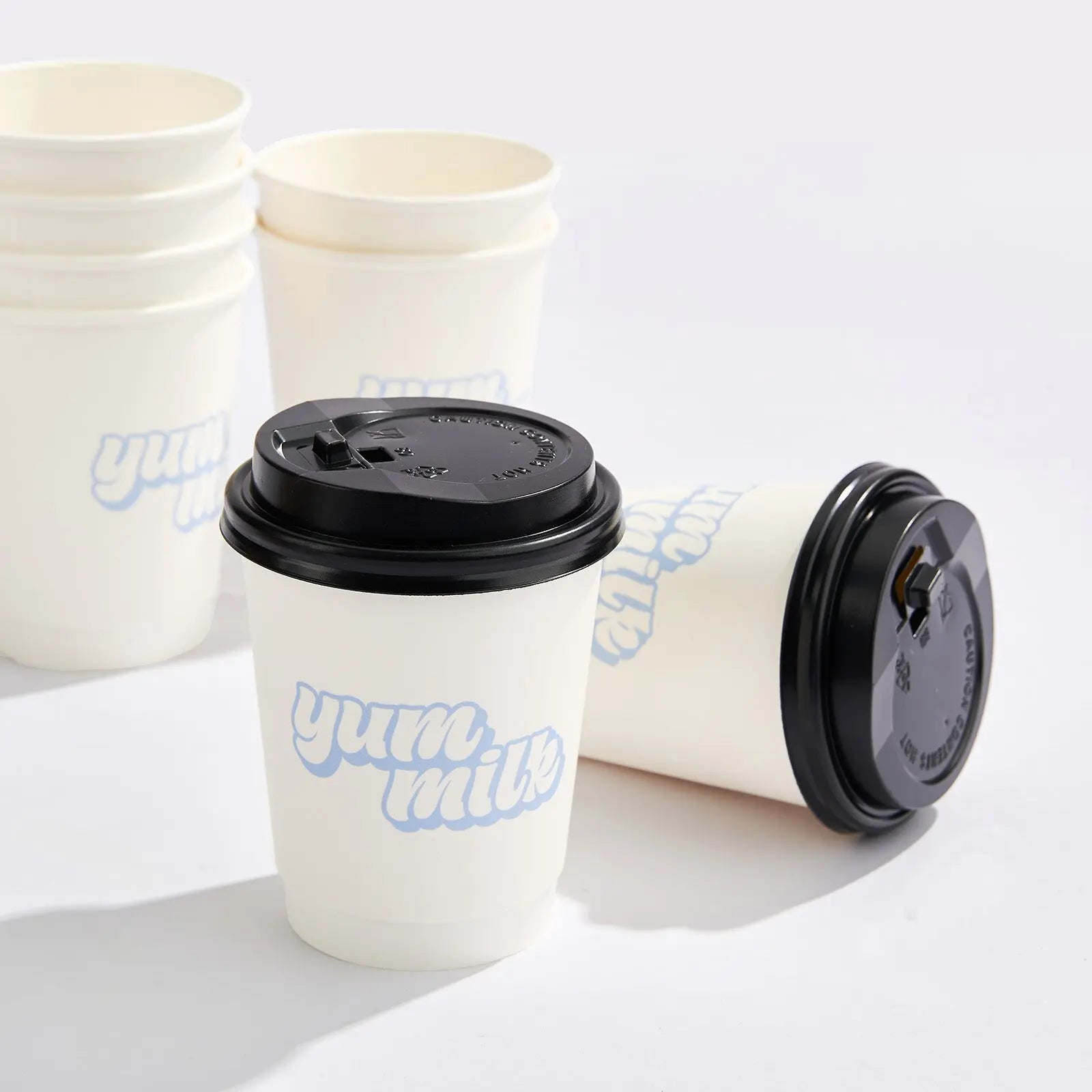 8 oz Custom Recyclable Double Wall Paper Cups with Lids-SPU RacetopPrint