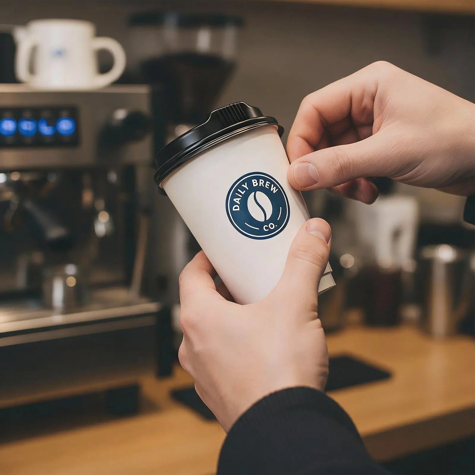 12 oz Custom Recyclable Double Wall Paper Cups with Lids-SPU RacetopPrint